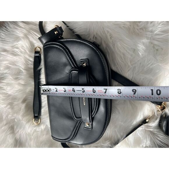 Michael Kors Cary Leather Saddle Crossbody bag Magnetic flap closure bag black h - Picture 9 of 11